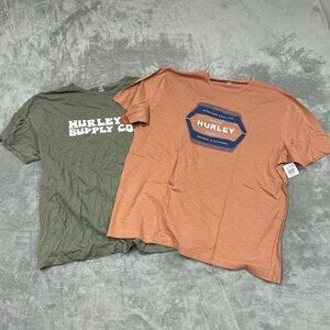 Hurley Mens Graphic T-Shirts 2-Pack XXL Orange & Green Cotton Blend a0028